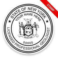 This professional geologist stamp for the state of New York adheres to state regulations and provides top quality impressions. Orders over $100 ship free!