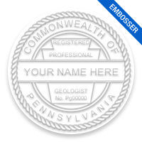 This professional geologist embosser for the state of Pennsylvania adheres to state regulations and provides top quality impressions. Free shipping over $100!