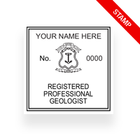 This professional geologist stamp for the state of Rhode Island adheres to state regulations and provides top quality impressions. Orders ship free over $100!