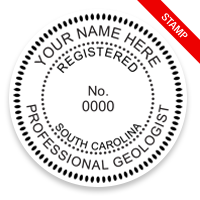 This professional geologist stamp for the state of South Carolina adheres to state regulations and provides top quality impressions. Orders over $100 ship free.