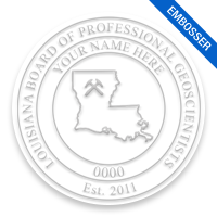 This professional geoscientist embosser for the state of Louisiana adheres to state regulations and provides top quality impressions. Orders over $100 ship free.