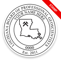 This professional geoscientist stamp for the state of Louisiana adheres to state regulations and provides top quality impressions. Orders over $100 ship free.