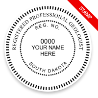 This professional geologist stamp for the state of South Dakota adheres to state regulations and provides top quality impressions. Orders over $100 ship free.