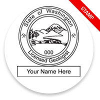 This professional geologist stamp for the state of Washington adheres to state regulations and provides top quality impressions. Orders over $100 ship free.