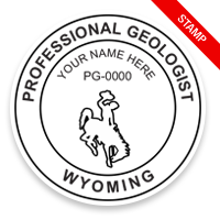 This professional geologist stamp for the state of Wyoming adheres to state regulations and provides top quality impressions. Orders over $100 ship free!