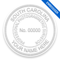 This professional photogrammetric surveyor embosser for the state of South Carolina adheres to state regulations and provides top quality impressions.