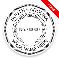 This professional photogrammetric surveyor stamp for the state of South Carolina adheres to state regulations and provides top quality impressions.