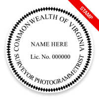 This professional photogrammetric surveyor stamp for the state of Virginia adheres to state regulations and provides top quality impressions.