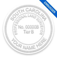 This professional land surveyor Tier B embosser for the state of South Carolina adheres to state regulations and provides top quality impressions.