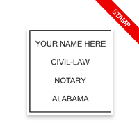 Top quality self-inking Alabama civil law notary stamp ships in 1-2 days. Meets all state specifications and requirements. Free shipping on orders over $75!