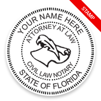 Top quality self-inking Florida civil law notary round stamp ships in 1-2 days. Meets all state specifications & requirements. Free shipping on orders over $75!