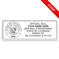 Top quality self-inking Louisiana civil law notary stamp ships in 1-2 days. Meets all state specifications and requirements. Free shipping on orders over $75!