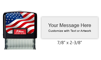 This 7/8" x 2-3/8" top quality flag stamp is customizable with up to 5 lines of text in a choice of 11 ink colors! Show your pride! Orders over $75 ship free!