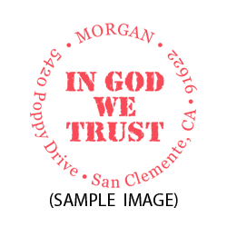 In God We Trust round monogram address stamp on 5 mount options. Hand stamp requires ink pad, not included. Fast & free shipping on orders $75 and over!