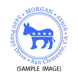 Democratic Donkey round monogram address stamp on 5 mount options. Hand stamp requires ink pad, not included. Fast & free shipping on orders $75 and over!