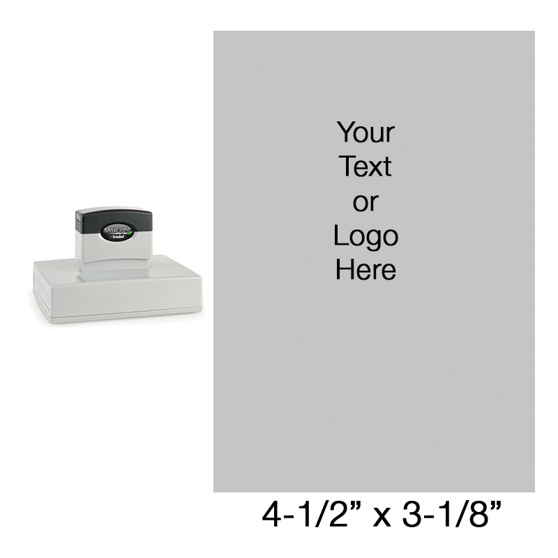 Design this 4-1/2” x 3-1/8” MaxLight pre-inked stamp with up to 25 lines of text or art. One of the largest pre-inked stamps available. Choose from 5 ink colors!