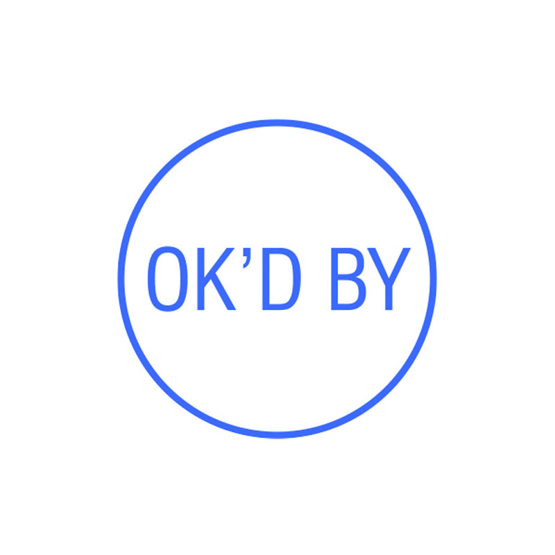 OK'D pre-inked rubber stamp available in blue ink with an impression size of 5/8" in diameter. Fast and free shipping on orders over $100!