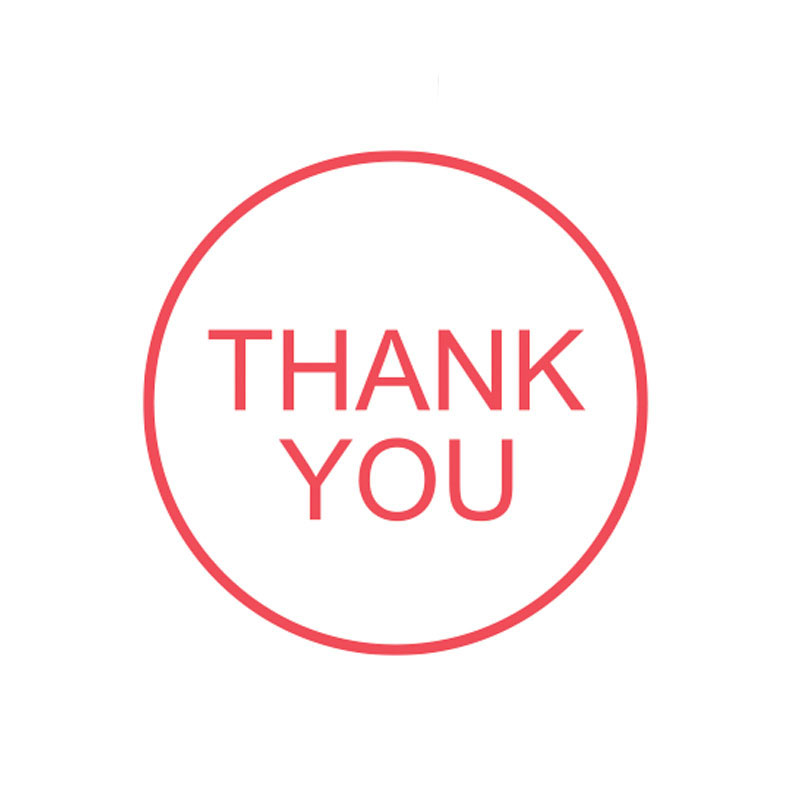 Thank You pre-inked rubber stamp available in red ink with an impression size of 5/8" in diameter. Fast and free shipping on orders over $100!