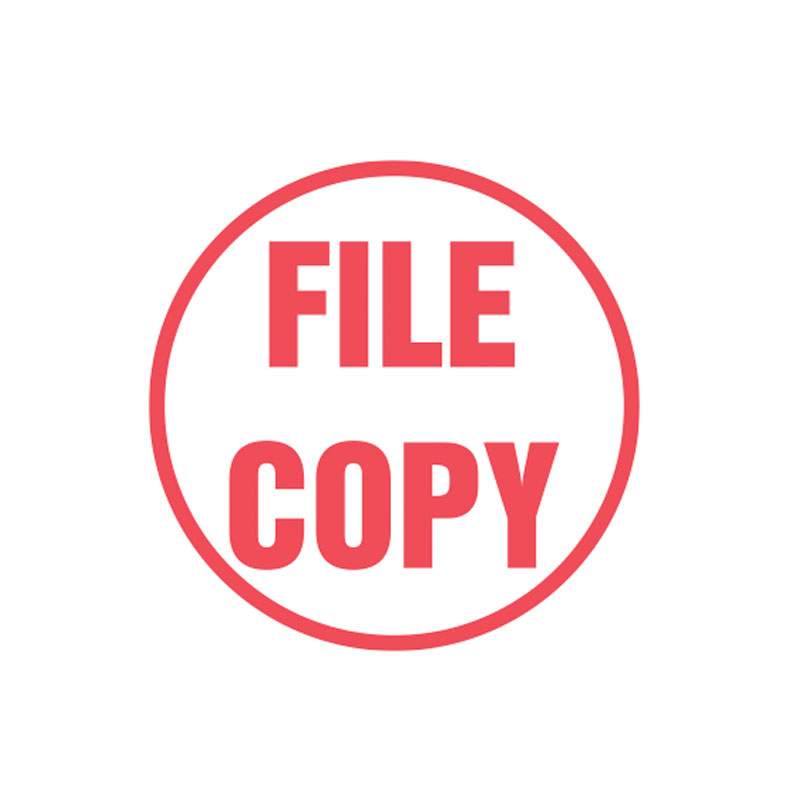 File Copy pre-inked rubber stamp available in red ink with an impression size of 5/8" in diameter. Fast and free shipping on orders over $75!