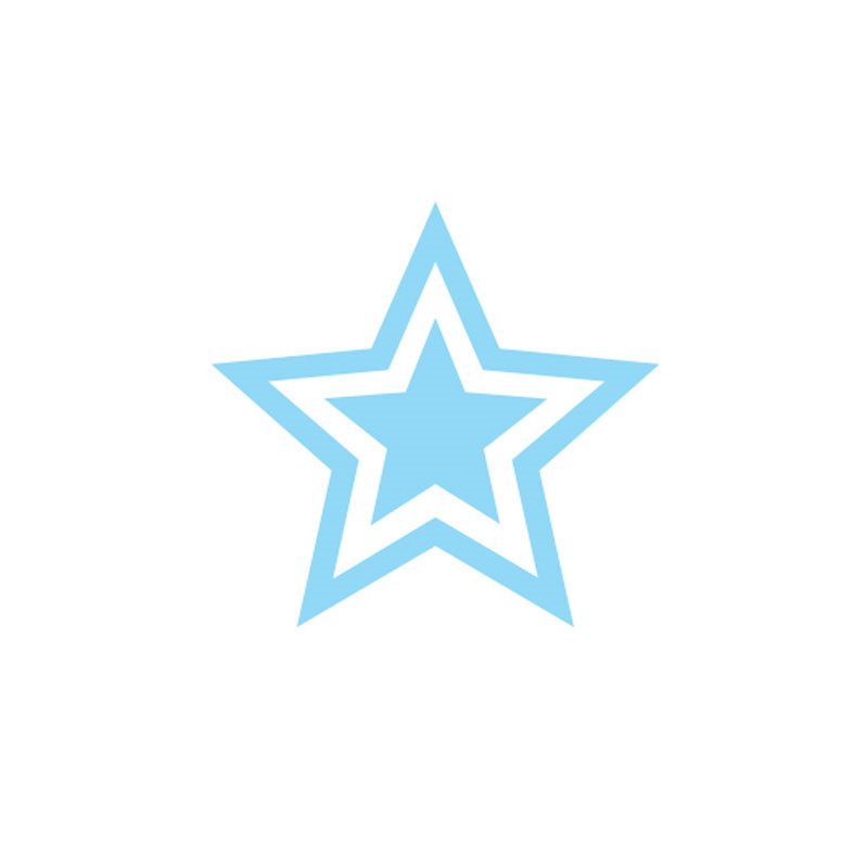 Outlined Star pre-inked rubber stamp available in light blue ink with an impression size of 5/8" in diameter. Fast and free shipping on orders over $75!