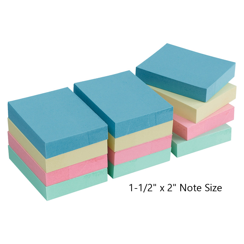 This 1-1/2" x 2" adhesive note 12 pack comes in 3 different color bundles, including yellow, pastel and bright! Fast and free shipping on orders over $75!