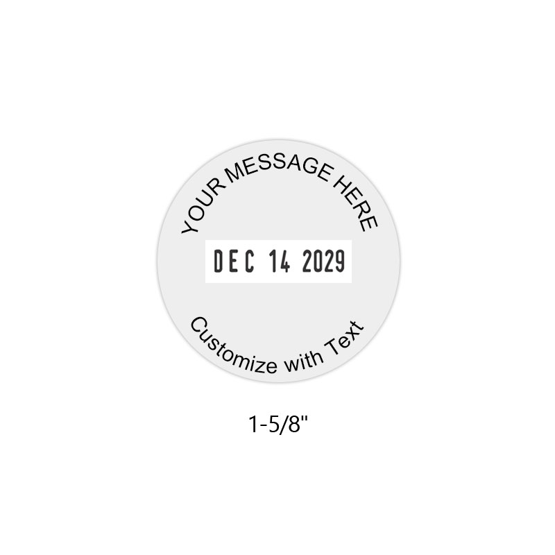 Personalize this 1-5/8" round self-inking date stamp with up to 4 lines of text in your choice of 11 exciting ink colors. Fast and free shipping over $75!