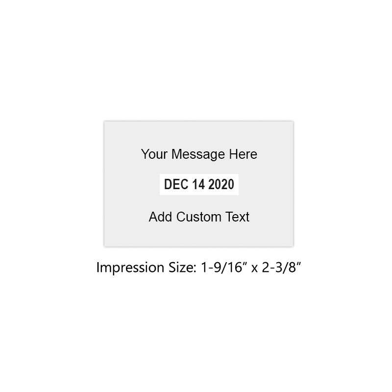 This 1-9/16" x 2-3/8" self-inking date stamp is customizable w/ 6 lines of text. Choose from 11 ink colors or a 2-color pad option. Orders over $100 ship free.