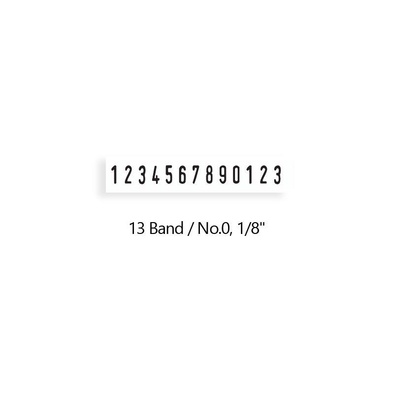 This numberer includes 13 bands with numbers 0-9 on each band and an additional special character (;). Refillable and durable. Orders over $75 ship free.