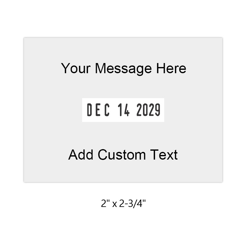 Personalize 8 lines of text on this 2" x 2-3/4" self-inking date stamp. Choose from 11 ink colors or a 2-color pad option. Orders over $100 ship free.