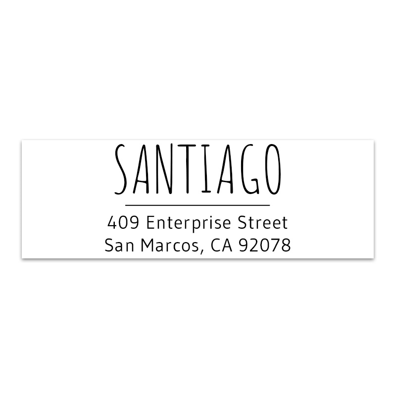 Customize this stylish large thin name address stamp with 3 lines of text. Free shipping on orders over $75!