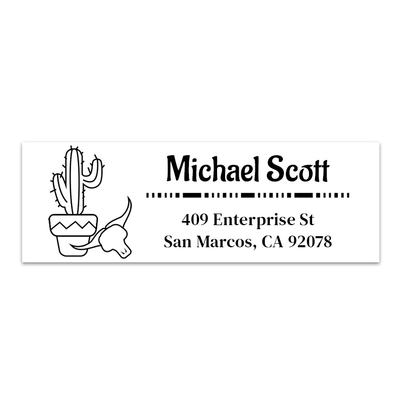 Create a fun desert themed address stamp with your personal information. 4 stamp mount and 11 ink color options. Free shipping on all order over $75!