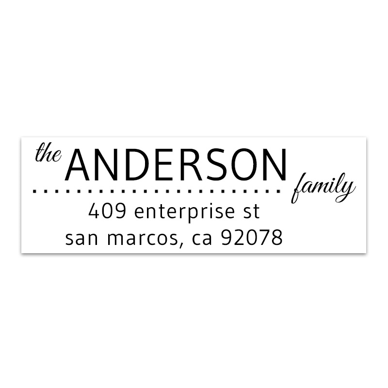 Customize this Modern Family Address Stamp 3 lines of text. Comes in 4 stamp mount options w/ various ink options. Fast & free shipping on all orders over $100!