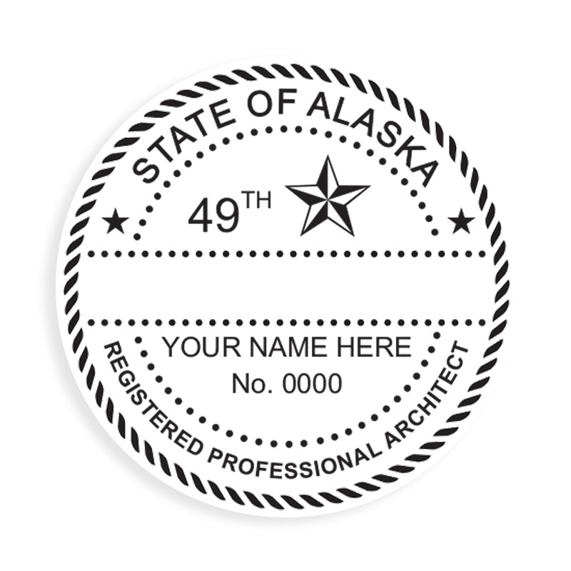 This professional architect stamp for the state of Alaska adheres to state regulations and provides top quality impressions. Orders over $75 ship free.