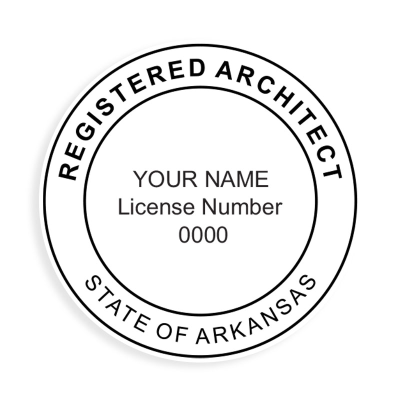 This professional architect stamp for the state of Arkansas adheres to state regulations and provides top quality impressions. Orders over $75 ship free.