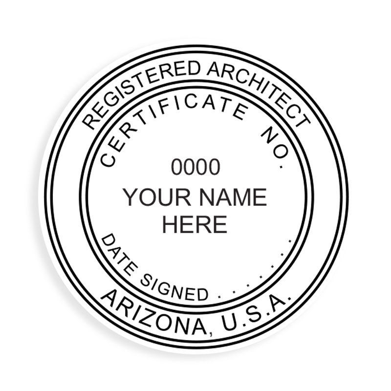 This professional architect stamp for the state of Arizona adheres to state regulations and provides top quality impressions. Orders over $100 ship free.