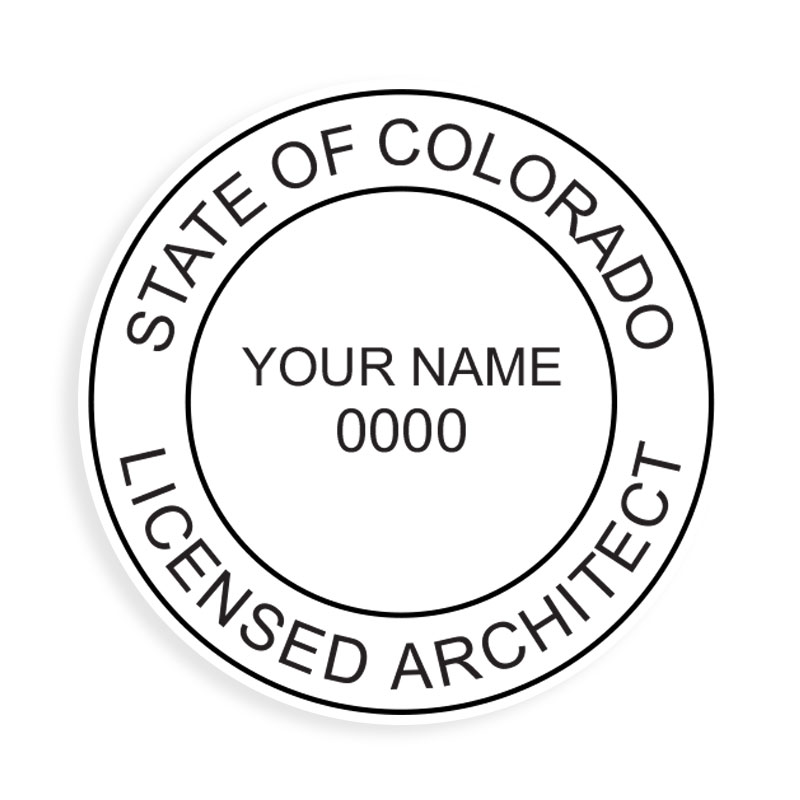 This professional architect stamp for the state of Colorado adheres to state regulations and provides top quality impressions. Orders over $100 ship free.