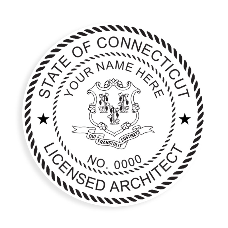 This professional architect stamp for the state of Connecticut adheres to state regulations and provides top quality impressions. Orders over $75 ship free.