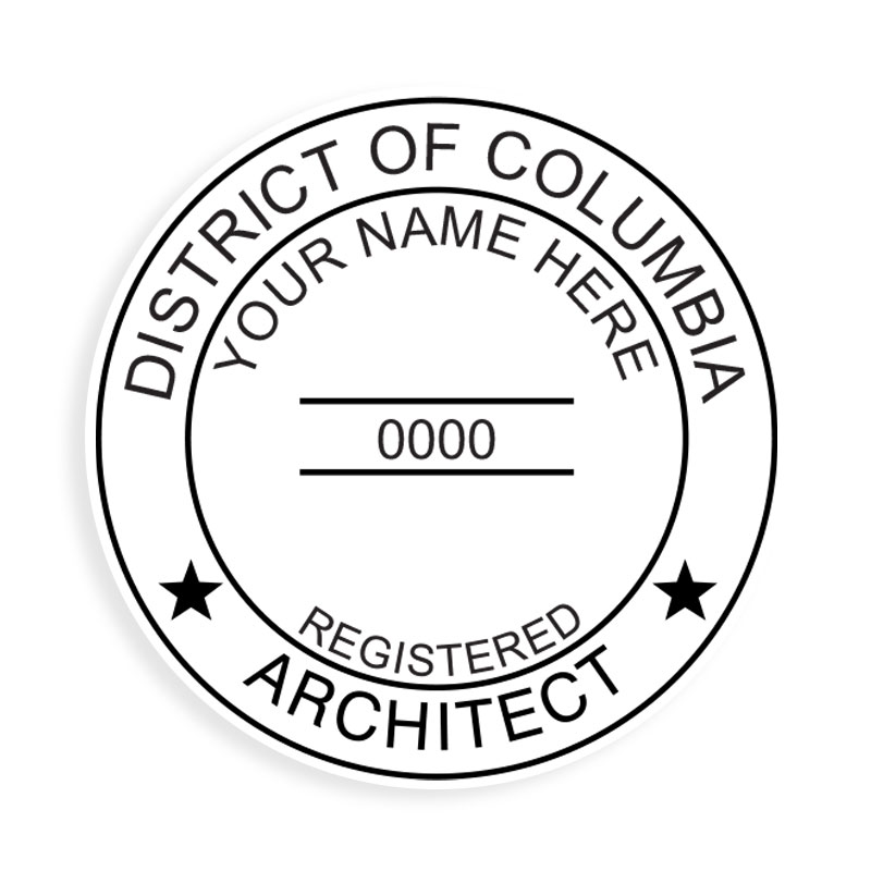 This professional architect stamp for the District of Columbia adheres to state regulations and provides top quality impressions. Orders over $75 ship free.