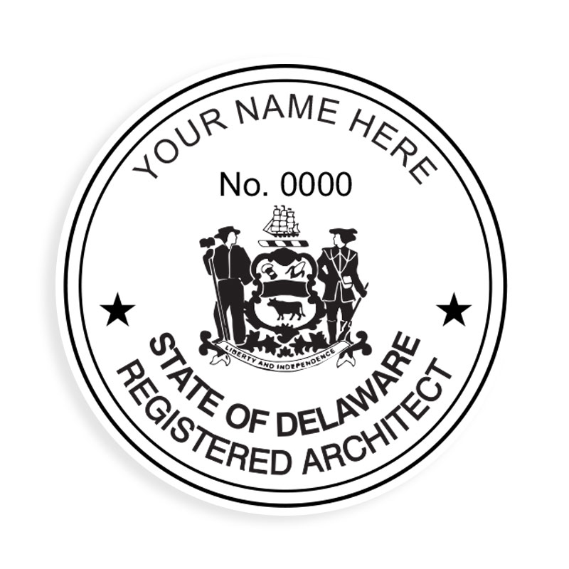 This professional architect stamp for the state of Delaware adheres to state regulations and provides top quality impressions. Orders over $75 ship free.