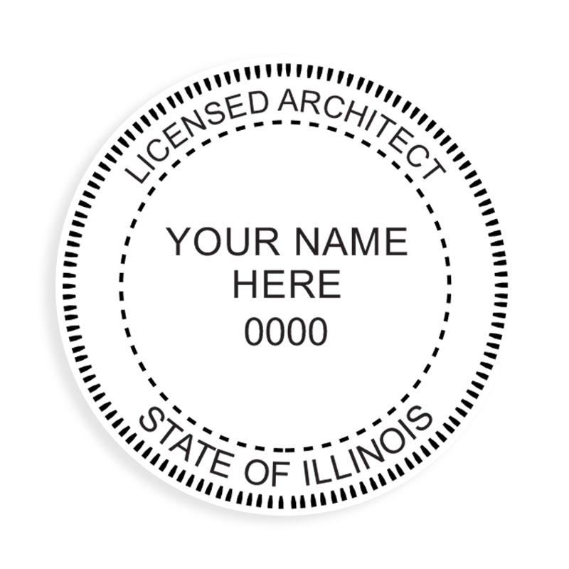 This professional architect stamp for the state of Illinois adheres to state regulations and makes top quality impressions. Orders over $100 ship free.