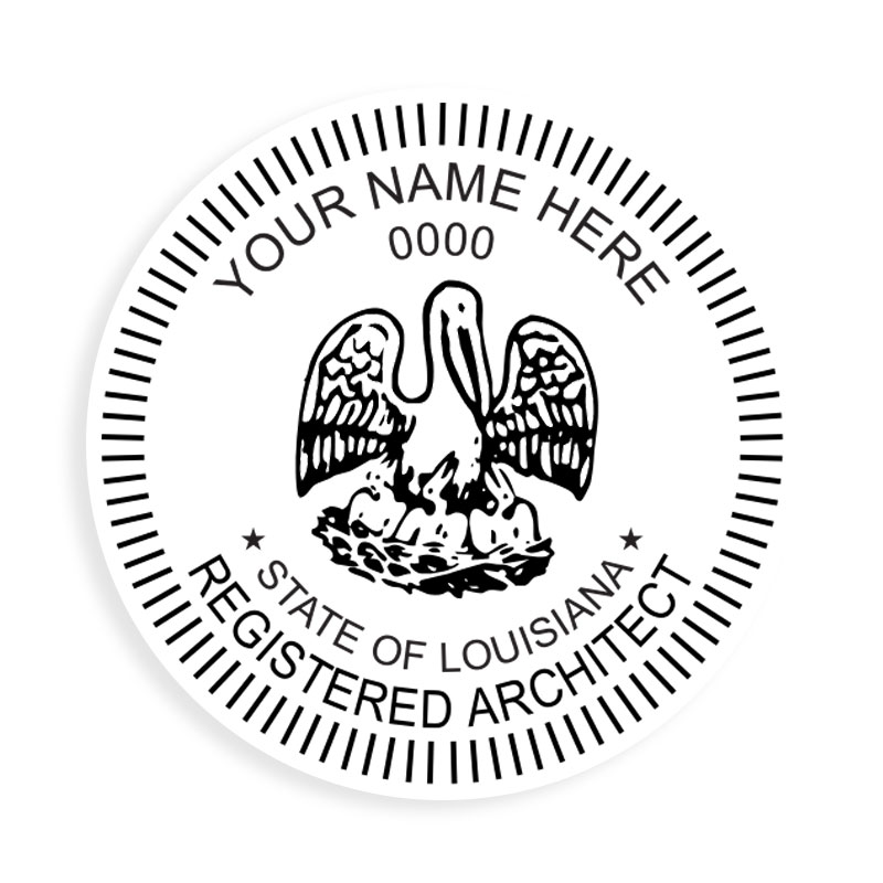 This professional architect stamp for the state of Louisiana adheres to state regulations and provides top quality impressions. Orders over $75 ship free.