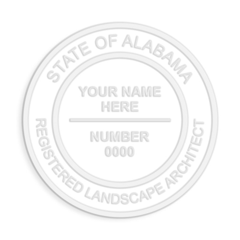 This professional landscape architect embosser for the state of Alabama adheres to state regulations and provides top quality impressions.