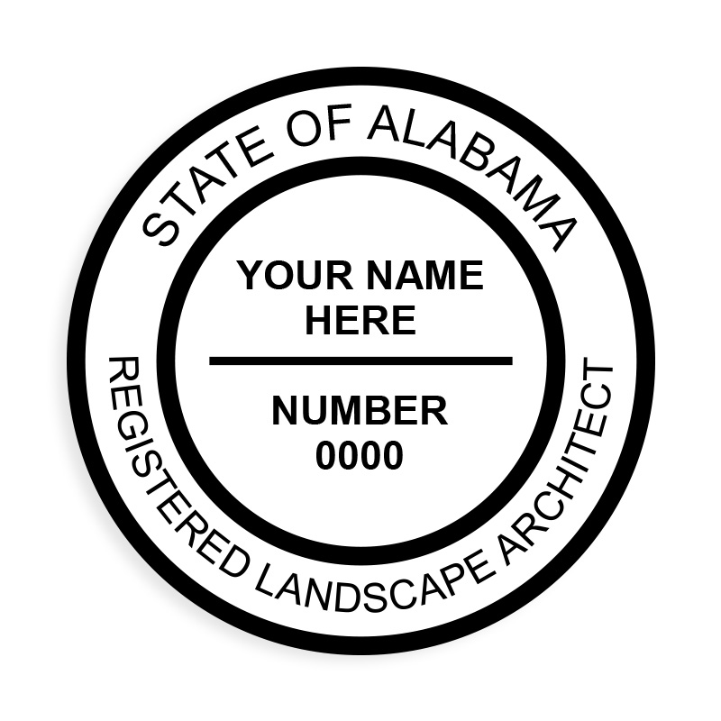 This professional landscape architect stamp for the state of Alabama adheres to state regulations & provides top quality impressions. Orders over $100 ship free.