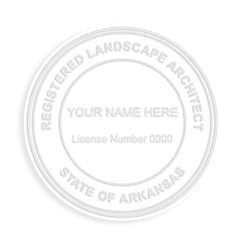 This professional landscape architect embosser for the state of Arkansas adheres to state regulations and provides top quality impressions.