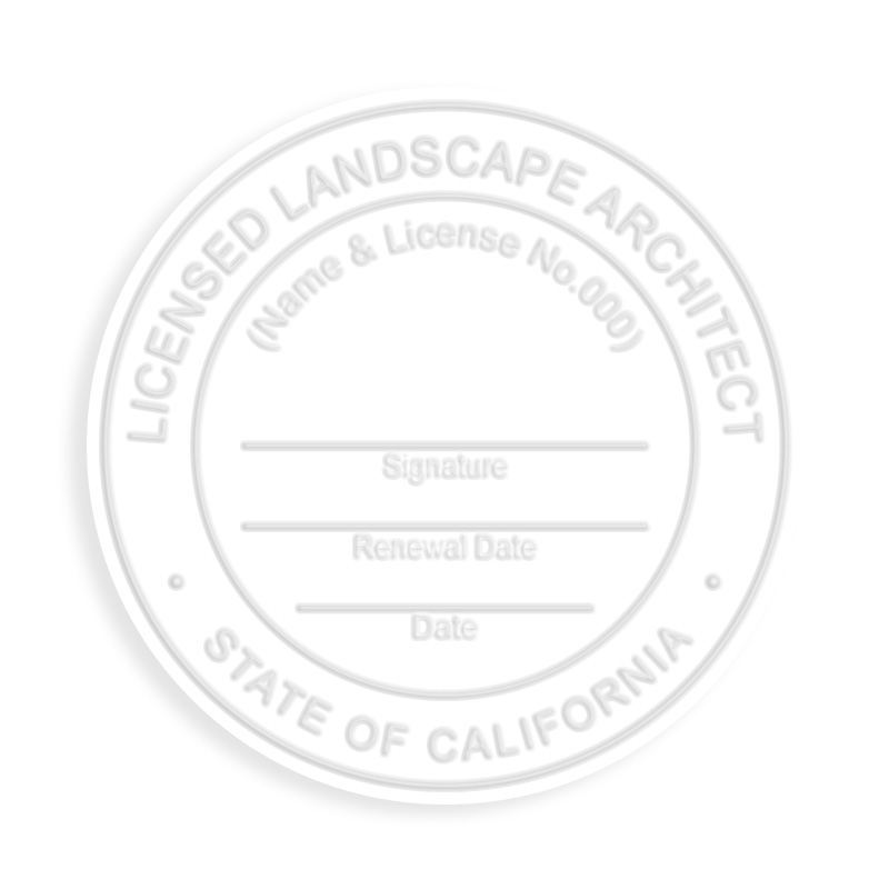 This professional landscape architect embosser for the state of California adheres to state regulations and provides top quality impressions.