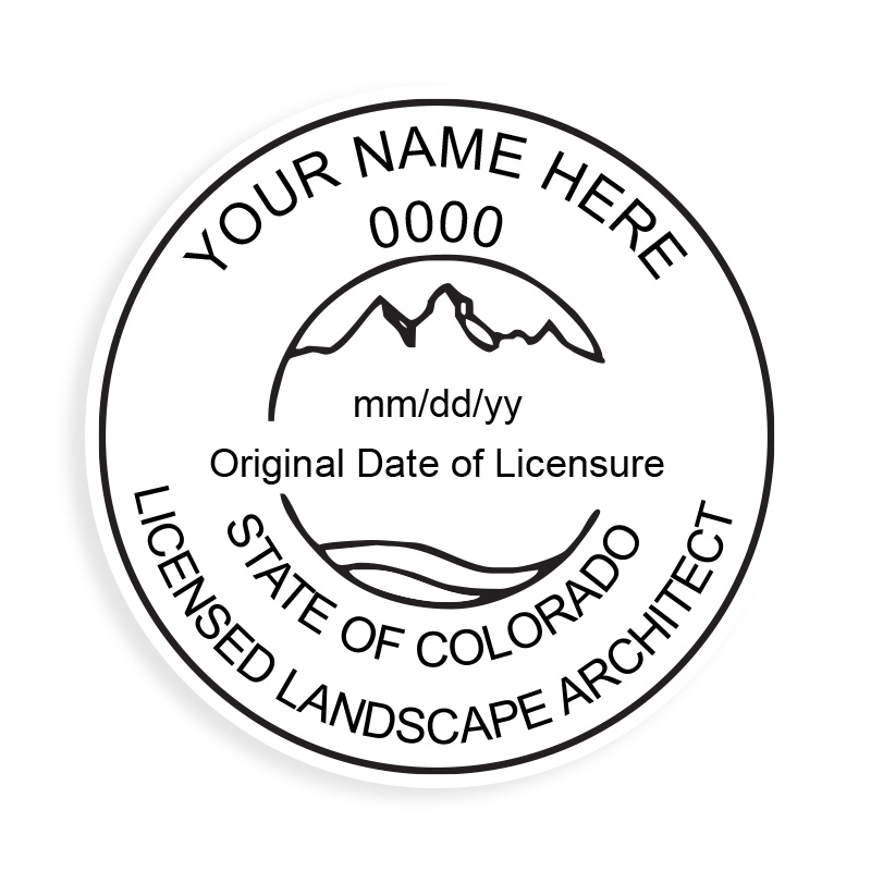 This professional landscape architect stamp for the state of Colorado adheres to state regulations & provides top quality impressions. Orders over $75 ship free.