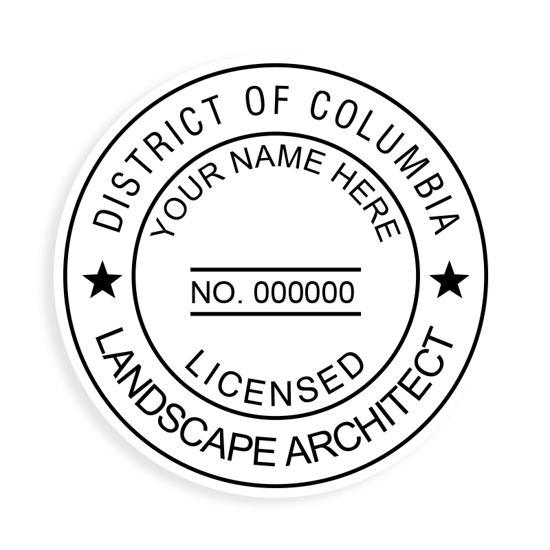 This professional landscape architect stamp for the state of District of Columbia adheres to state regulations & provides top quality impressions.