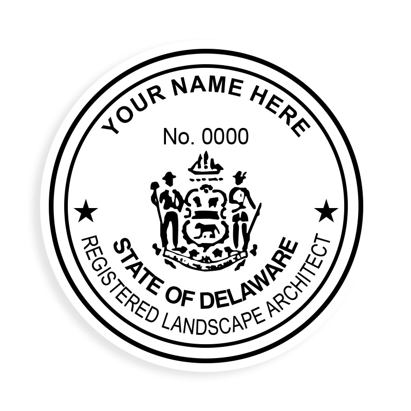 This professional landscape architect stamp for the state of Delaware adheres to state regulations & provides top quality impressions. Orders over $75 ship free.