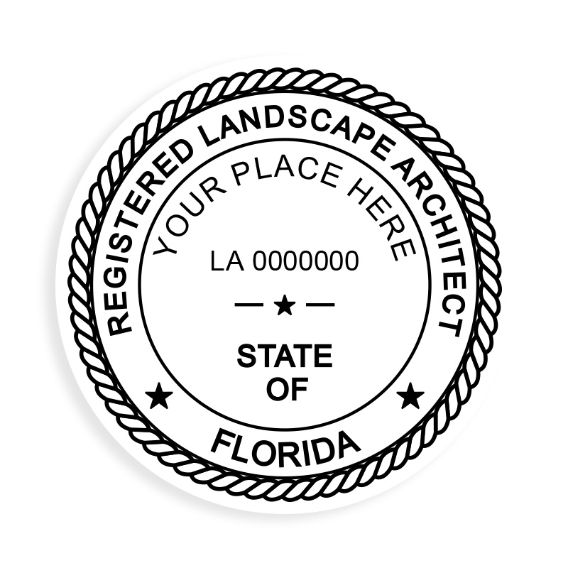 This professional landscape architect stamp for the state of Florida adheres to state regulations & provides top quality impressions. Orders over $75 ship free.