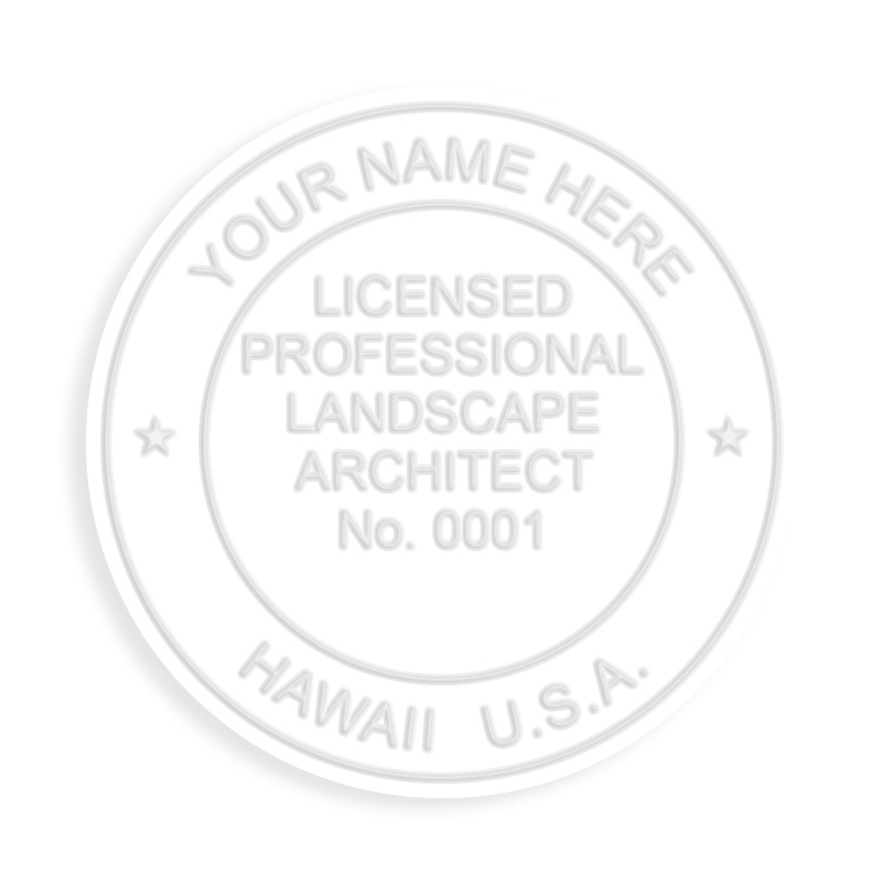 This professional landscape architect embosser for the state of Hawaii adheres to state regulations and provides top quality impressions.